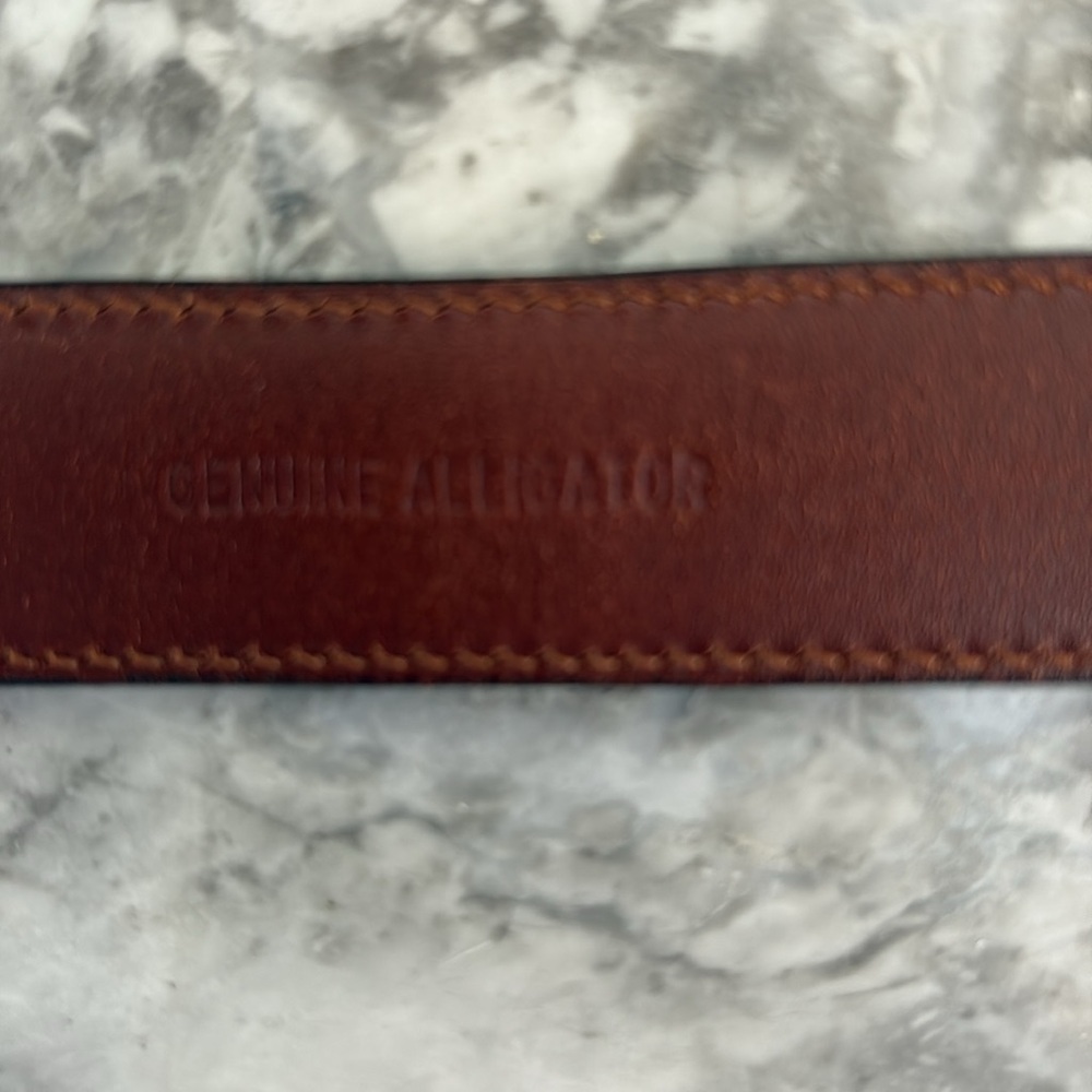 Vintage Brooks Brothers Womens dark brown Alligator Leather Belt Size M - Picture 7 of 8